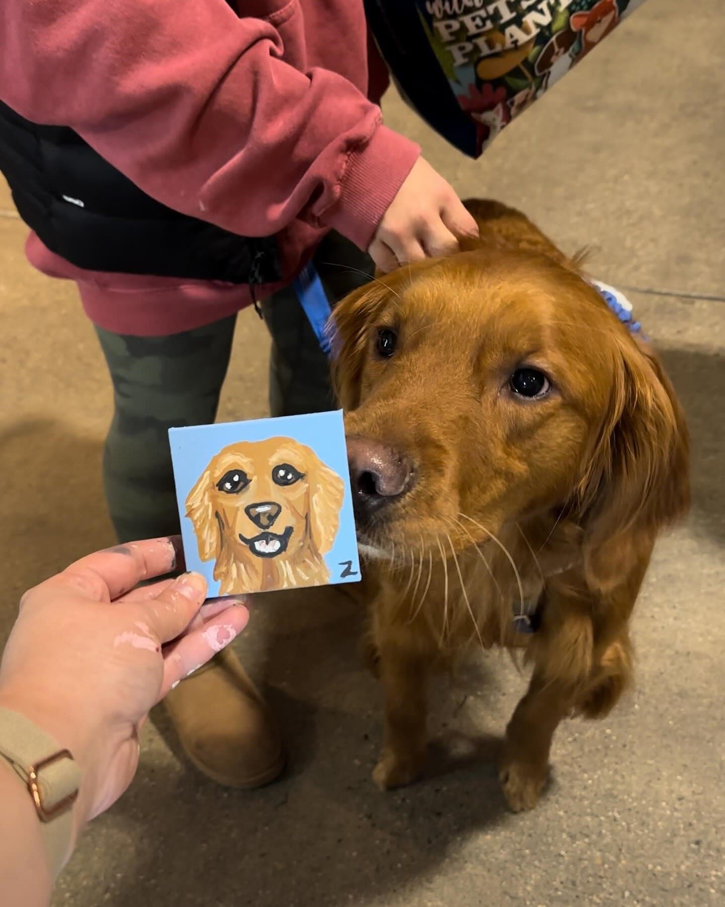painting of a dog on a ceramic tile