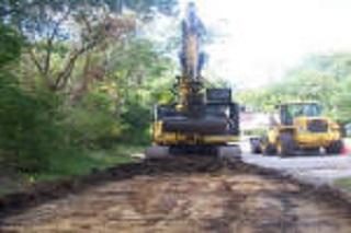 Machinery working on a road