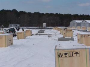 Crates of supplies in the snow